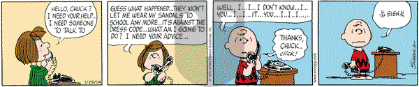 Peanuts on Thursday January 29, 2004 Comic Strip