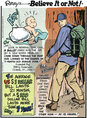 Ripley's Believe It or Not on Saturday March 21, 2009 Comic Strip