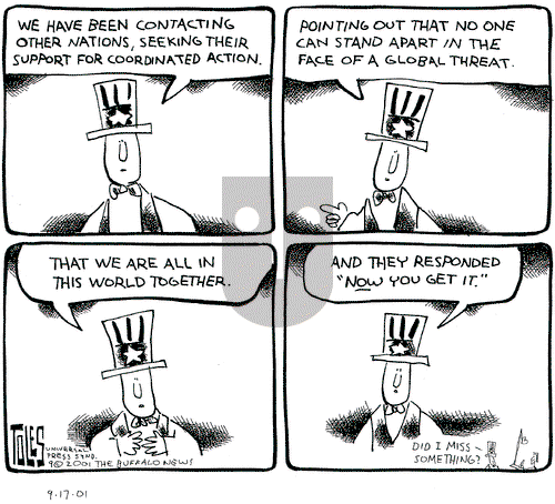 Tom Toles on Monday September 17, 2001 Comic Strip