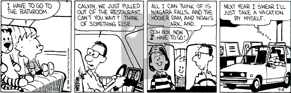Calvin and Hobbes - Wednesday July 9, 1986 Comic Strip