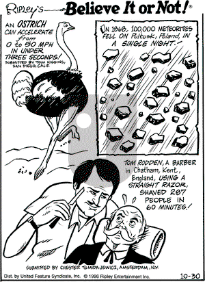 Ripley's Believe It or Not on Wednesday October 30, 1996 Comic Strip