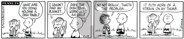 Peanuts on Wednesday February 19, 1964 Comic Strip