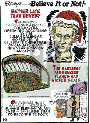 Ripley's Believe It or Not - Thursday January 9, 2025 Comic Strip