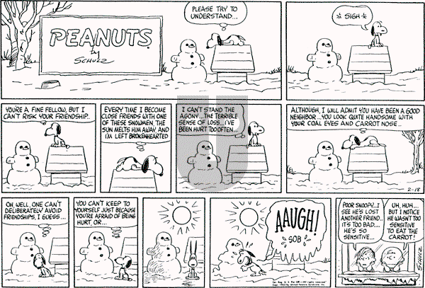 Peanuts - Sunday February 18, 1962 Comic Strip