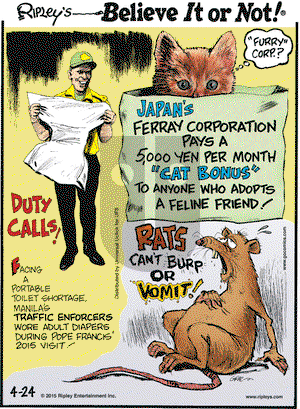 Ripley's Believe It or Not on Friday April 24, 2015 Comic Strip