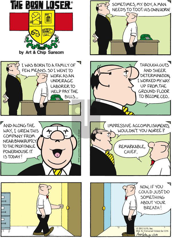 The Born Loser on Sunday January 29, 2012 Comic Strip