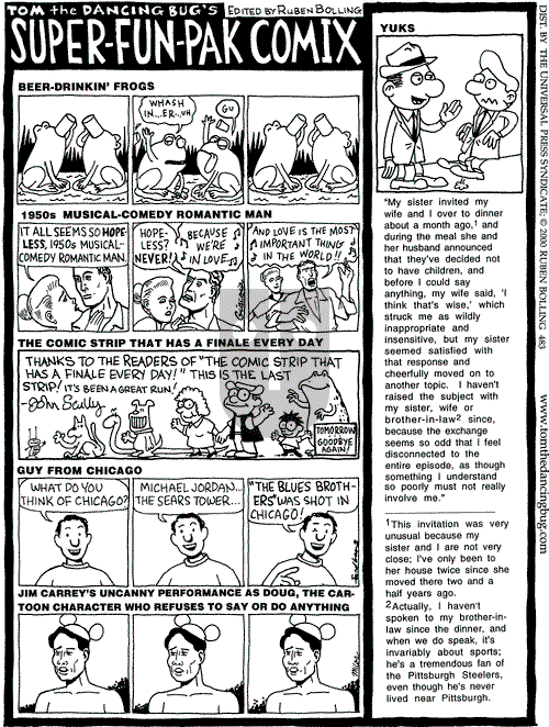 Tom the Dancing Bug on Saturday February 12, 2000 Comic Strip