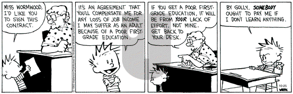 Calvin and Hobbes - Wednesday October 25, 2023 Comic Strip