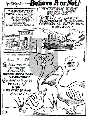 Ripley's Believe It or Not on Saturday July 14, 2001 Comic Strip