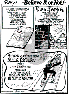 Ripley's Believe It or Not on Monday August 30, 2004 Comic Strip