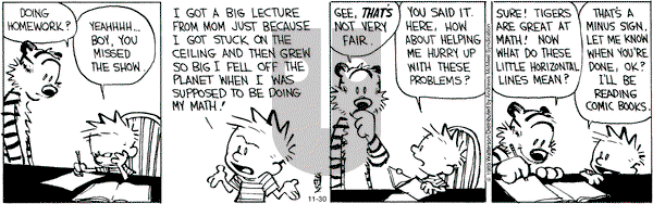 Calvin and Hobbes - Saturday November 30, 2019 Comic Strip