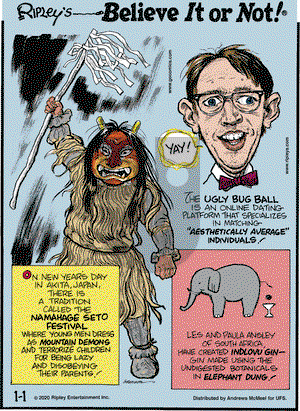Ripley's Believe It or Not on Wednesday January 1, 2020 Comic Strip