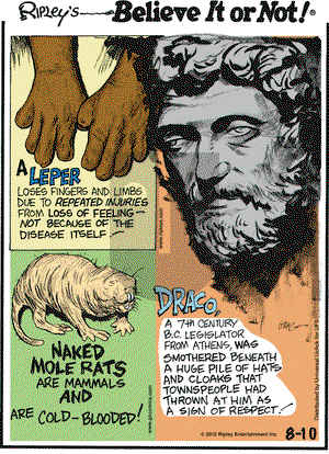 Ripley's Believe It or Not on Friday August 10, 2012 Comic Strip