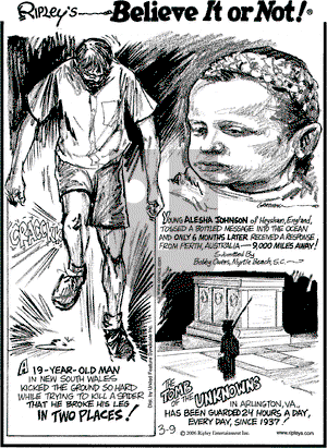 Ripley's Believe It or Not on Thursday March 9, 2006 Comic Strip