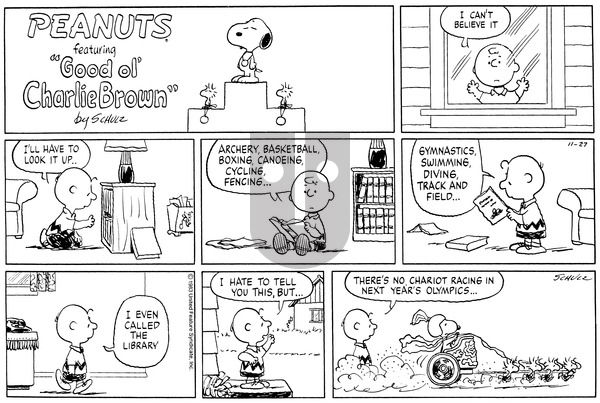 Peanuts on Sunday November 27, 1983 Comic Strip
