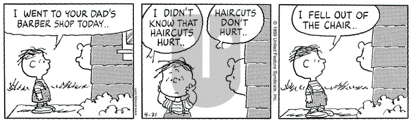 Peanuts - Wednesday April 21, 1999 Comic Strip