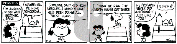 Peanuts on Monday August 11, 1975 Comic Strip