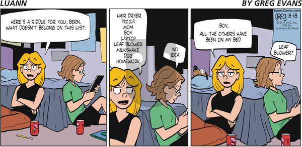 Luann on Sunday August 18, 2019 Comic Strip