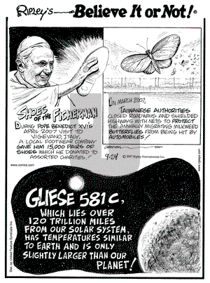 Ripley's Believe It or Not on Monday September 24, 2007 Comic Strip