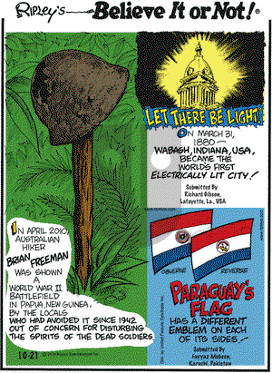 Ripley's Believe It or Not on Thursday October 21, 2010 Comic Strip