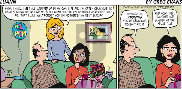 Luann on Sunday May 8, 2016 Comic Strip