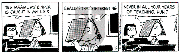 Peanuts on Wednesday November 27, 1991 Comic Strip