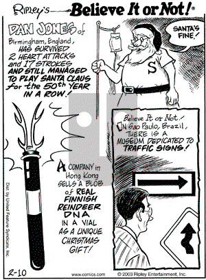 Ripley's Believe It or Not on Monday February 10, 2003 Comic Strip