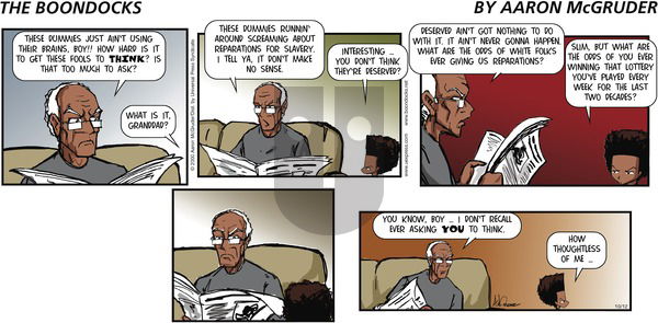The Boondocks on Sunday October 12, 2003 Comic Strip
