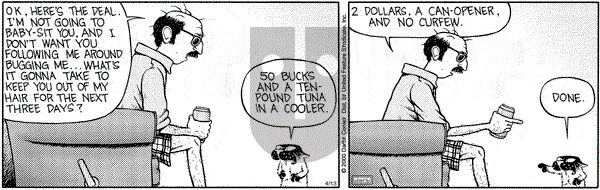 Get Fuzzy on Thursday April 13, 2000 Comic Strip