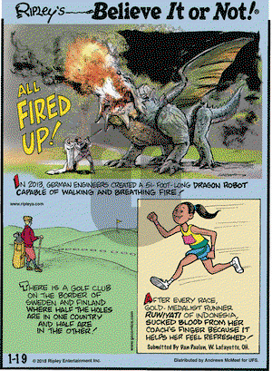 Ripley's Believe It or Not on Friday January 19, 2018 Comic Strip