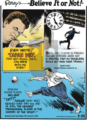 Ripley's Believe It or Not on Saturday March 30, 2013 Comic Strip