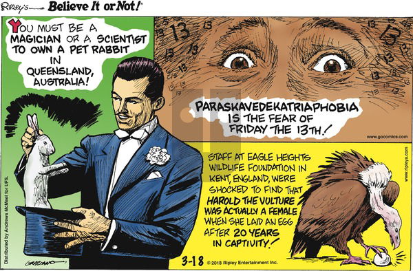 Ripley's Believe It or Not on Sunday March 18, 2018 Comic Strip