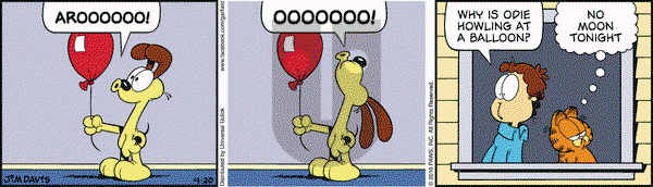 Garfield on Wednesday April 20, 2016 Comic Strip