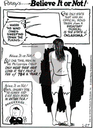 Ripley's Believe It or Not on Thursday January 27, 2000 Comic Strip