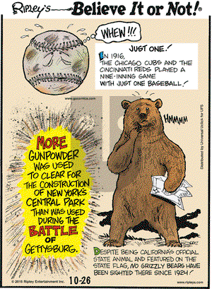 Ripley's Believe It or Not on Monday October 26, 2015 Comic Strip