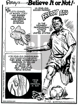 Ripley's Believe It or Not - Thursday September 2, 2004 Comic Strip