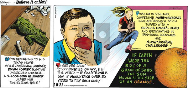 Ripley's Believe It or Not on Sunday October 22, 2017 Comic Strip
