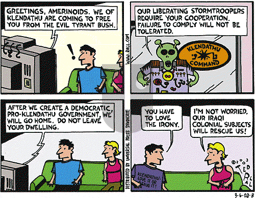 Ted Rall on Saturday March 8, 2003 Comic Strip