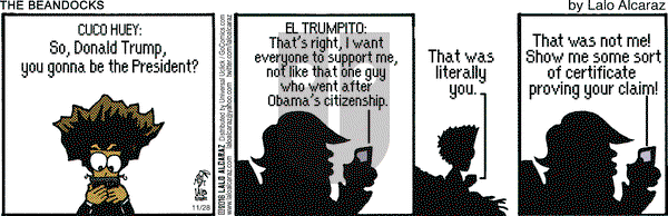 La Cucaracha on Monday November 28, 2016 Comic Strip