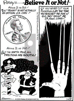 Ripley's Believe It or Not on Saturday February 5, 2000 Comic Strip