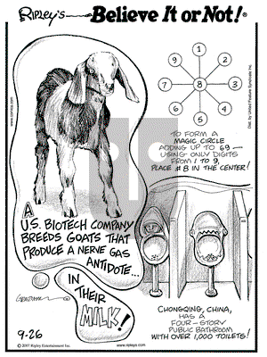 Ripley's Believe It or Not on Wednesday September 26, 2007 Comic Strip