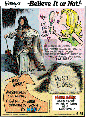 Ripley's Believe It or Not on Saturday April 25, 2015 Comic Strip