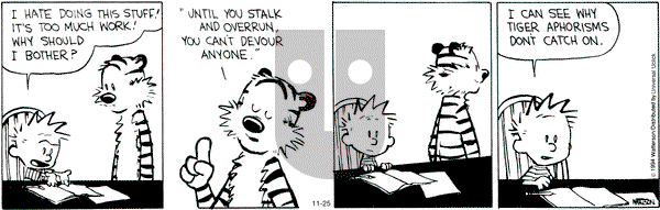 Calvin and Hobbes on Tuesday November 25, 2014 Comic Strip