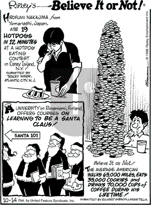 Ripley's Believe It or Not on Wednesday October 14, 1998 Comic Strip