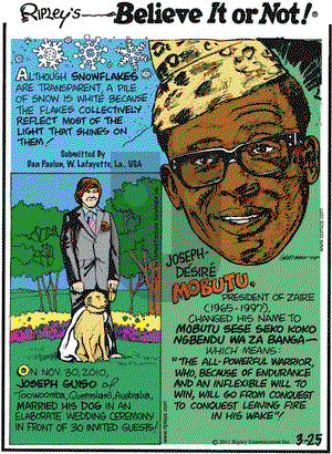 Ripley's Believe It or Not on Friday March 25, 2011 Comic Strip