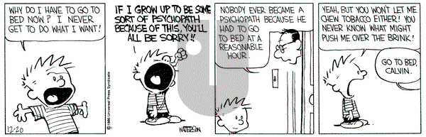 Calvin and Hobbes on Saturday December 20, 1986 Comic Strip