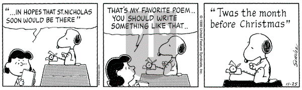 Peanuts on Wednesday November 25, 1998 Comic Strip