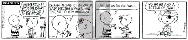 Peanuts on Monday November 29, 1965 Comic Strip
