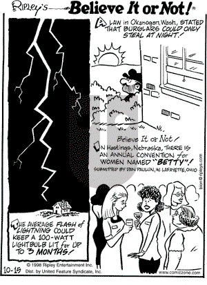 Ripley's Believe It or Not on Thursday October 15, 1998 Comic Strip