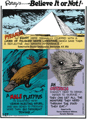 Ripley's Believe It or Not on Thursday January 27, 2011 Comic Strip